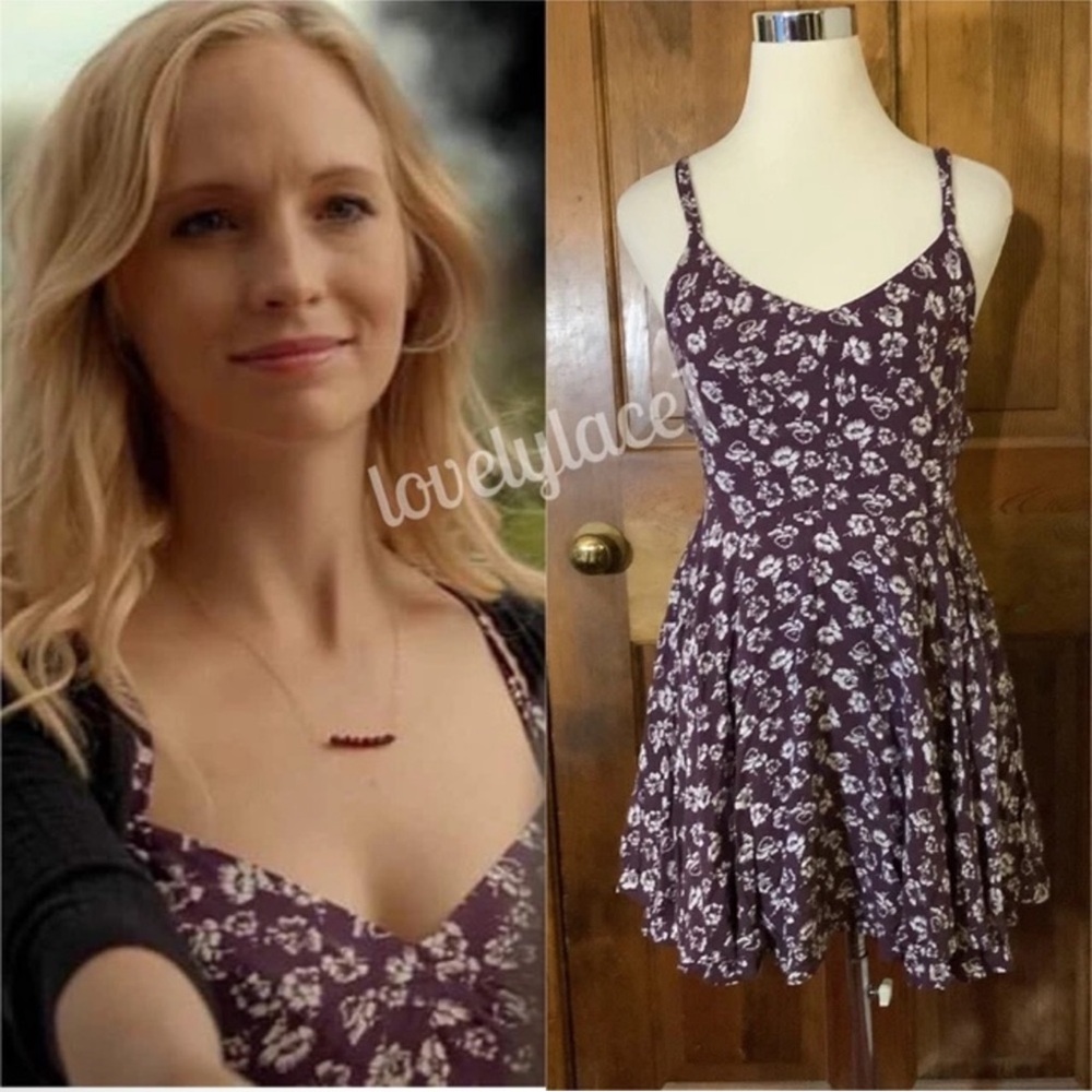 Kimchi Blue Purple Floral Mini Sundress Size 2 (XS/S) Vampire Diaries Aesthetic